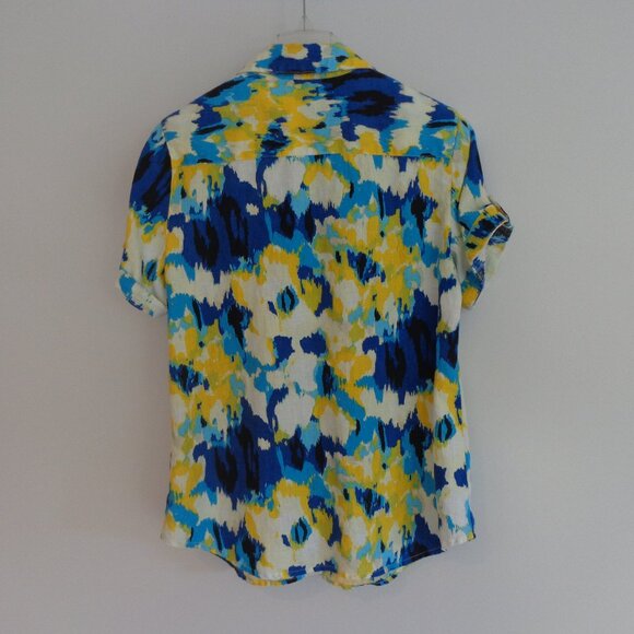 Kim Rogers Womens Colorful Top Linen‎ Casual Button-Up Blouse Size Medium - Picture 2 of 6